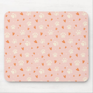 Tapis De Souris Motif de coeur Empreinte de patte rose