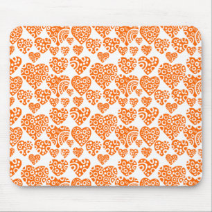 Tapis De Souris Motif de coeur - Orange sur blanc