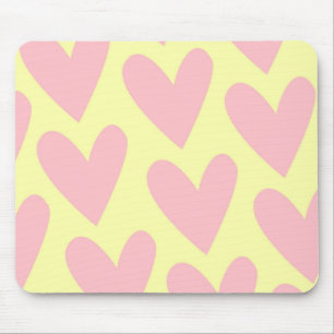 Tapis De Souris Motif de cœur simple mignon jaune rose Y2K
