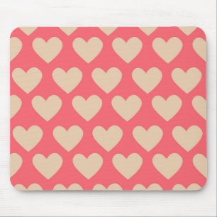 Tapis De Souris Motif de cœur simple mignon rouge beige