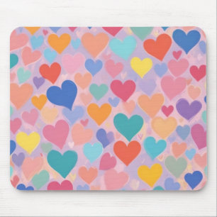 Tapis De Souris Motif de cœurs colorés