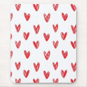Tapis De Souris Motif de cœurs rouges dessinés à la main – Saint-V