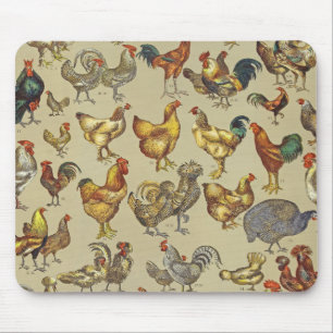 Tapis De Souris Motif de coq poulet vintage : Art de ferme
