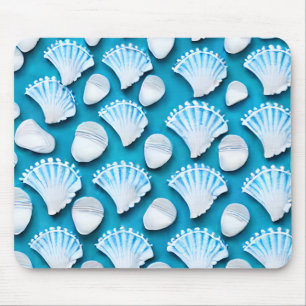 Tapis De Souris Motif de coquillages bleu et blanc