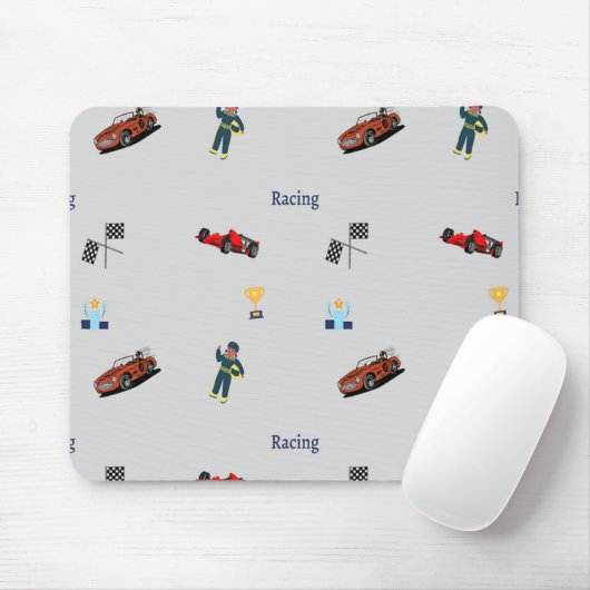 Tapis De Souris Motif de course en gris (Avec souris)