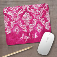 Motif de Damas de Grunge rose chaud Texte personna
