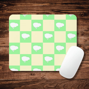 Tapis De Souris Motif de damier de Pâques avec motif de poussin bl