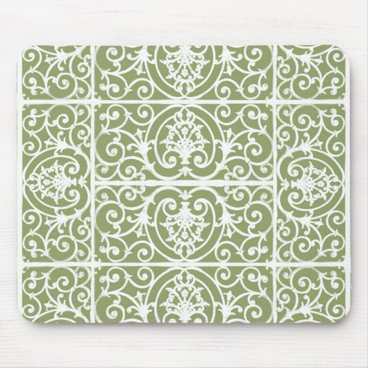 Tapis De Souris Motif de défilement vert olive (Devant)