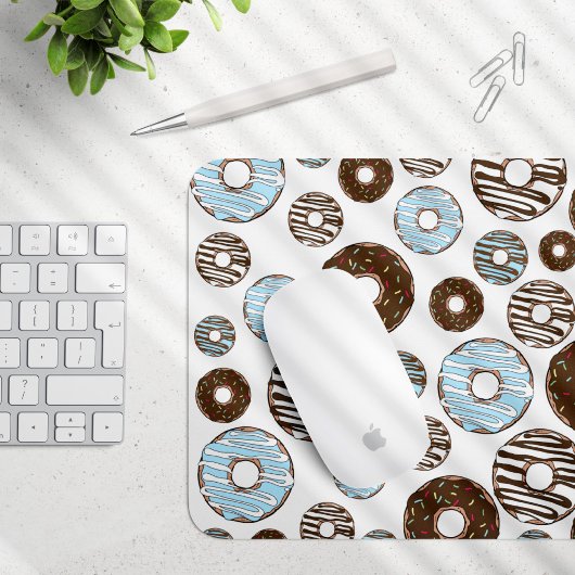 Tapis De Souris Motif De Donuts, Donuts Bleus, Donuts Brown