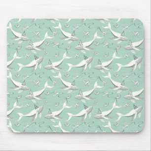 Tapis De Souris Motif de fête d'anniversaire de baleine volante