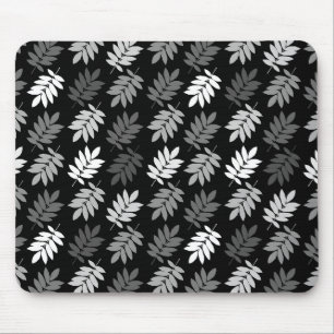 Tapis De Souris Motif de feuille aînée noir blanc gris