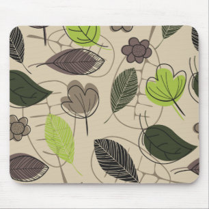 Tapis De Souris Motif de feuille moderne en vert et beige