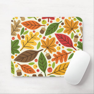 Tapis De Souris Motif de feuilles d'automne colorées et de glands