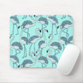 Tapis De Souris Motif de Flamants roses Turquoise rayé (Avec souris)