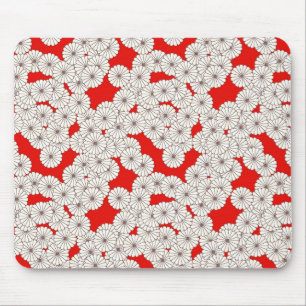 Tapis De Souris Motif de fleur d'art déco - crème sur le rouge