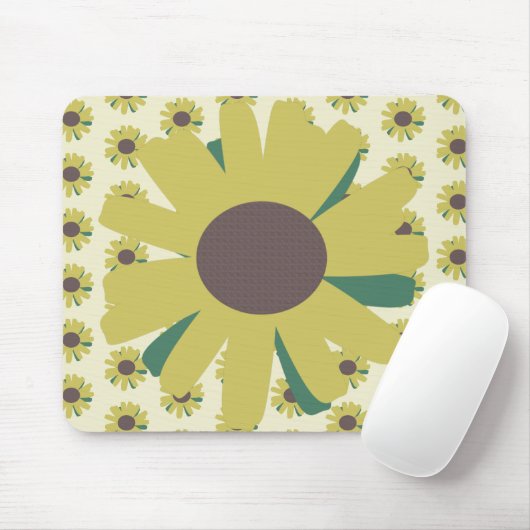 Tapis De Souris Motif de fleur de tournesol simple jaune (Avec souris)