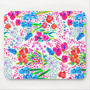 Tapis De Souris Motif de fleurs aquarelles colorées mignonnes