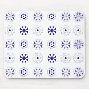 Tapis De Souris Motif de fleurs de ligne bleue