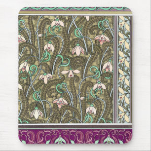 Tapis De Souris Motif de fleurs de neige Art nouveau mousepad