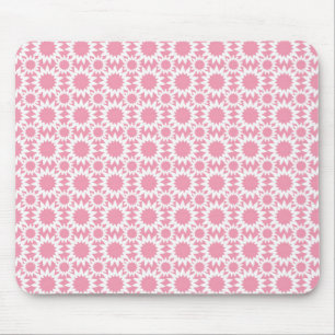 Tapis De Souris Motif de fleurs d'étoiles mignonnes rose et blanc