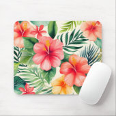 Tapis De Souris Motif de fleurs d'hibiscus tropicaux (Avec souris)