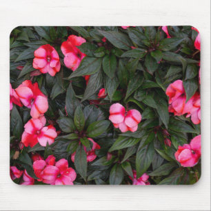 Tapis De Souris Motif de fleurs d'impatiens de Nouvelle-Guinée ros