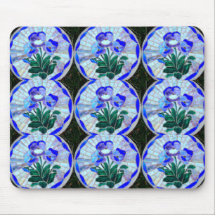 Tapis De Souris motif de fleurs en vitrail mousepad