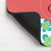Tapis De Souris Motif De Fleurs, Grandes Vertes, Monogramme (Coin)