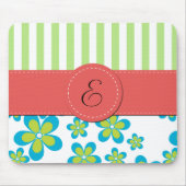 Tapis De Souris Motif De Fleurs, Grandes Vertes, Monogramme (Devant)