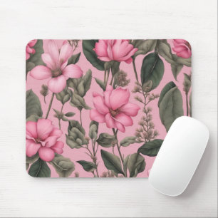 Tapis De Souris Motif de fleurs roses botaniques