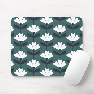 Tapis De Souris Motif de fleurs vintage vert de mer