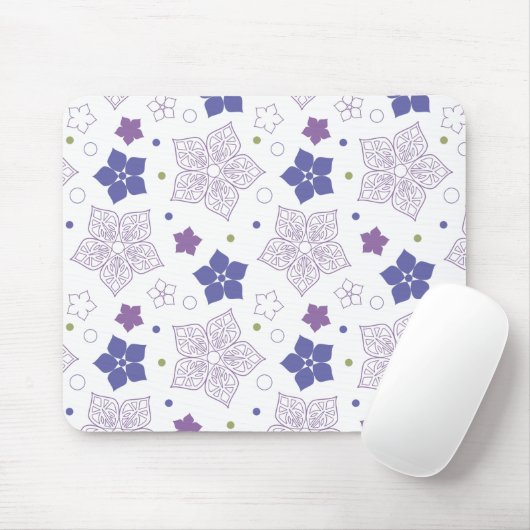 Tapis De Souris Motif de fleurs violet et vert (Avec souris)