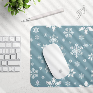Tapis De Souris Motif de flocon de neige, flocons blancs, neige, g