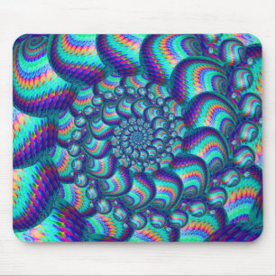 Tapis De Souris Motif de fractale de boules de bleu de turquoise