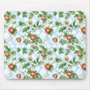 Tapis De Souris Motif de fraise et feuille de charme - Vintage