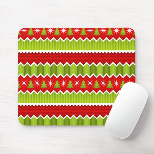 Tapis De Souris Motif De Frappes Chevron Rouge Et Vert Noël (Avec souris)