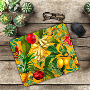 Tapis De Souris Motif de fruit botanique tropical jaune élégant