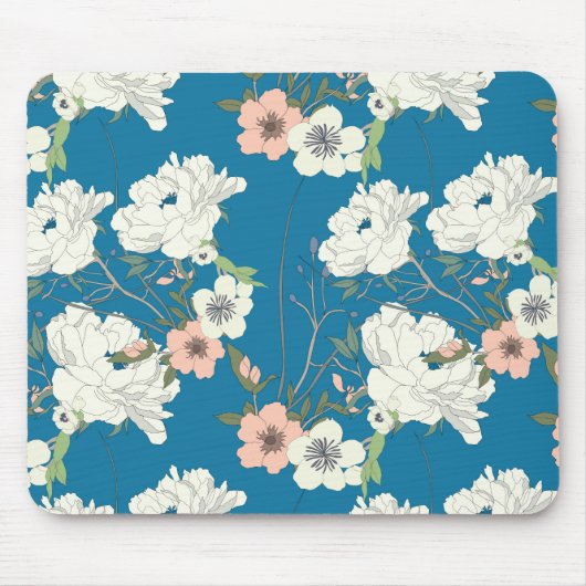 Tapis De Souris Motif de jardin floral blanc (Devant)