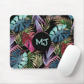 Tapis De Souris Motif de la jungle tropicale Feuille avec Monogram (Avec souris)