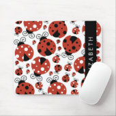 Tapis De Souris Motif De Ladybugs, Red Ladybugs, Votre Nom (Avec souris)