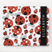 Tapis De Souris Motif De Ladybugs, Red Ladybugs, Votre Nom (Devant)