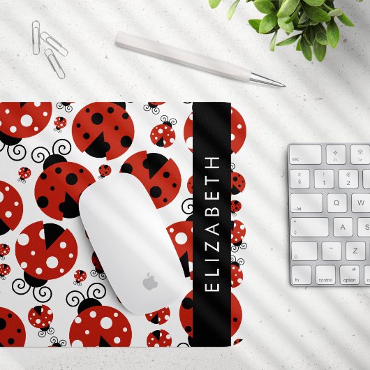Tapis De Souris Motif De Ladybugs, Red Ladybugs, Votre Nom