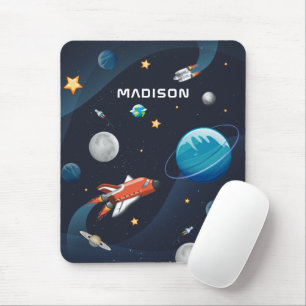 Tapis De Souris Motif de l'espace galactique fusée navette