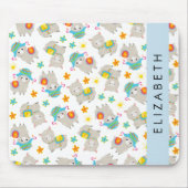 Tapis De Souris Motif De Llamas, Alpacas, Fleurs, Votre Nom (Devant)