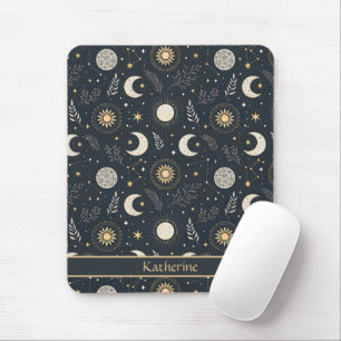 Tapis De Souris Motif de Lune Céleste Mystique Nom Personnalisé