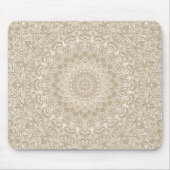 Tapis De Souris Motif de mandala d'ornement kaki et blanc (Devant)