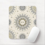 Tapis De Souris Motif de mandala gris or (Avec souris)