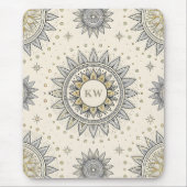 Tapis De Souris Motif de mandala gris or (Devant)