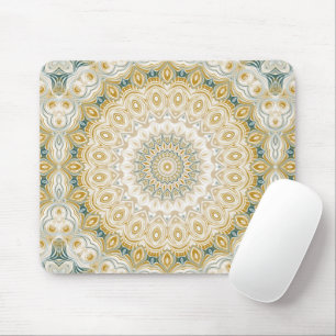 Tapis De Souris Motif de mandala or et blanc avec des accents de s