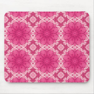 Tapis De Souris Motif de marguerite géométrique en corail et rose